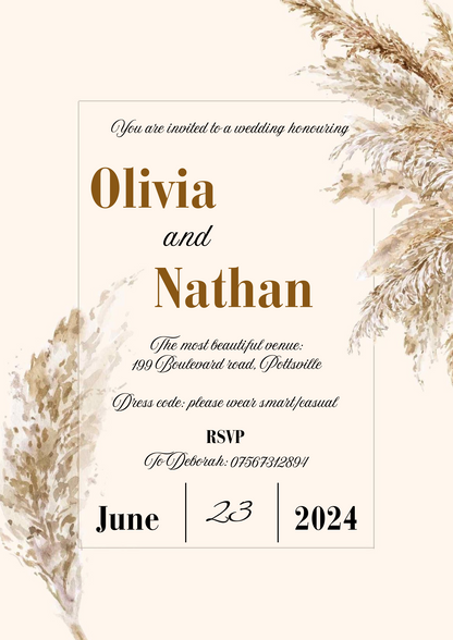 Digital Brown Simple Wedding Invitation