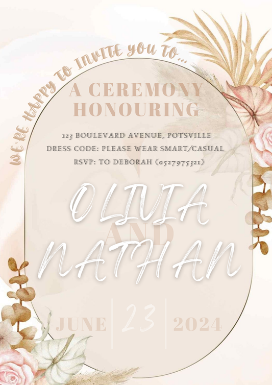 Digital Brown Rustic Wedding Invitation