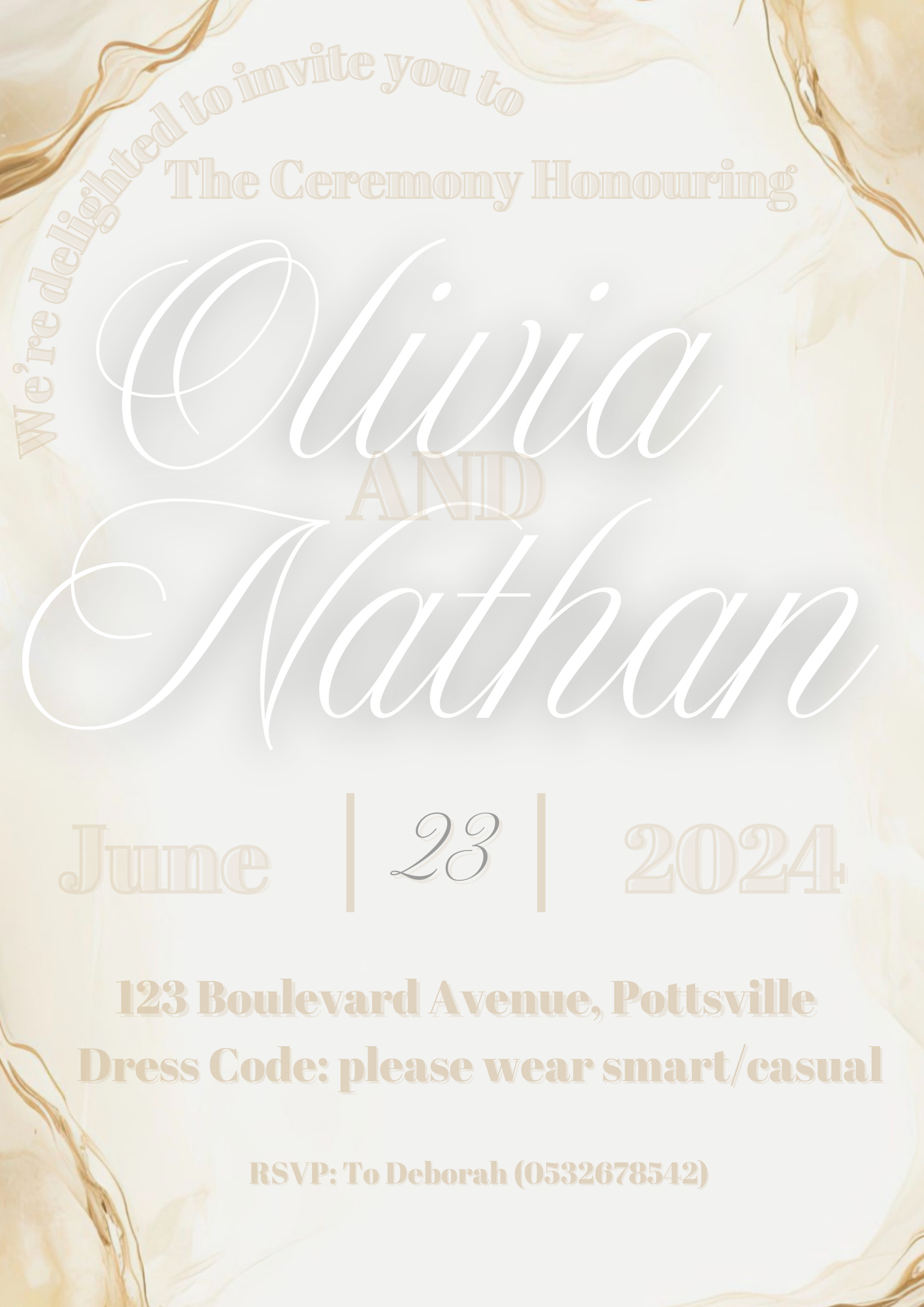 Digital Brown Elegant Wedding Invitation