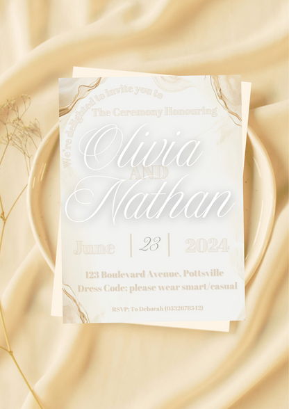 Digital Brown Elegant Wedding Invitation
